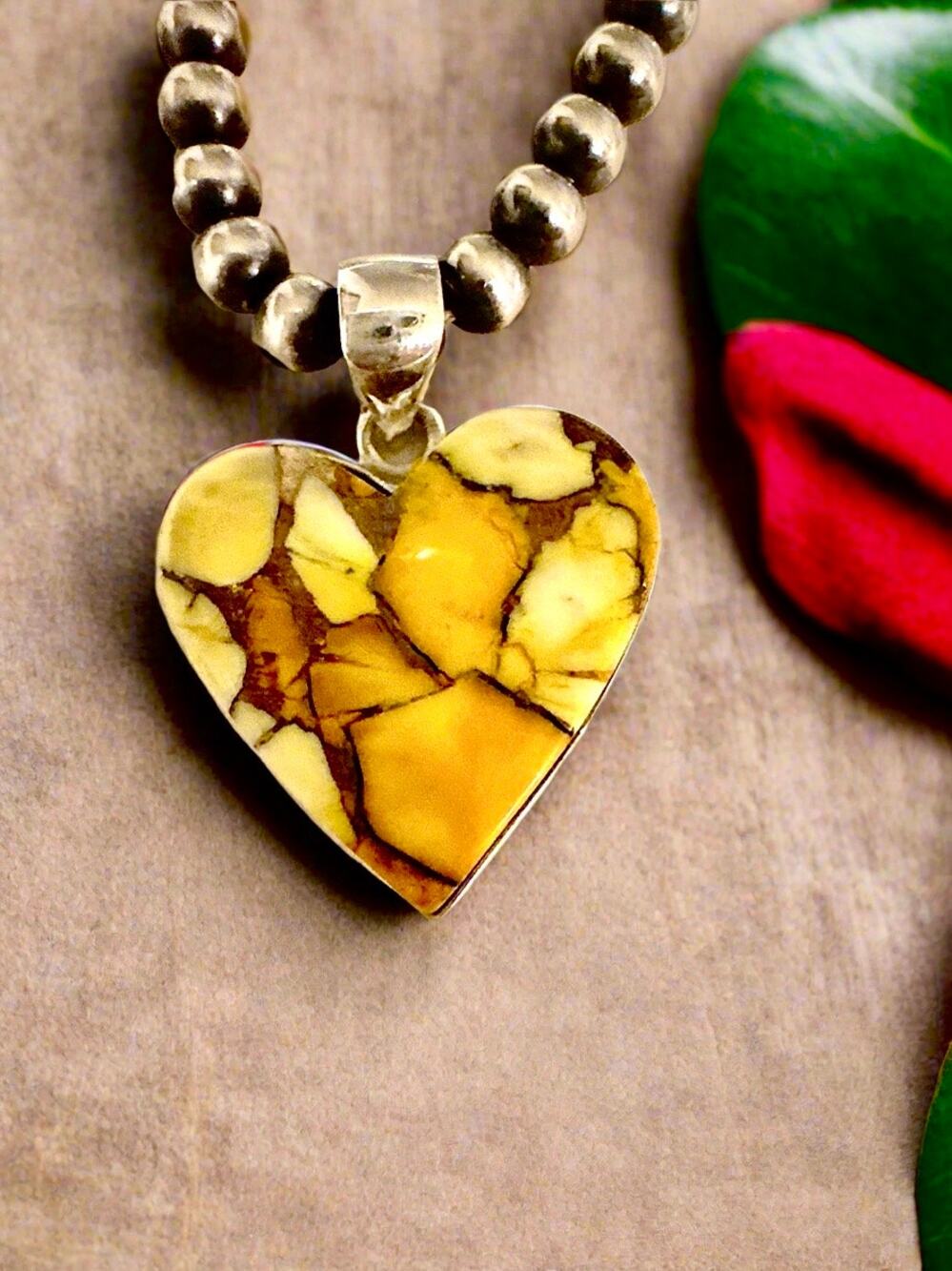Honey Dahlia Turquoise Heart Douthwestern Pendant Sterling Silver